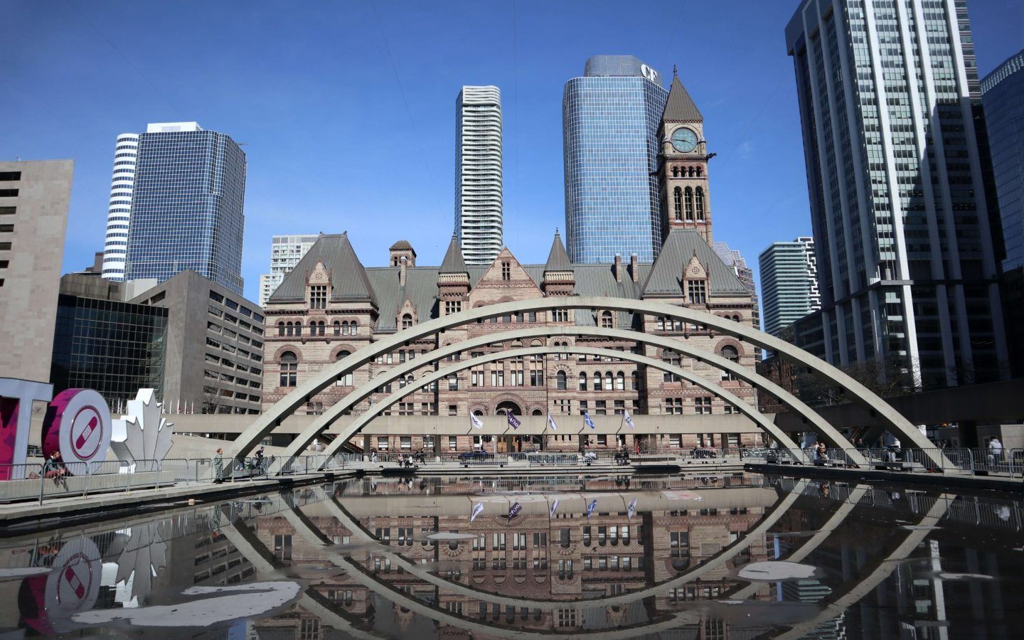 pond overlooking Toronto City Hall
